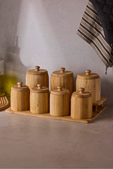Pisa 7-Piece Bamboo Countertop Spice Jar Set with Stand