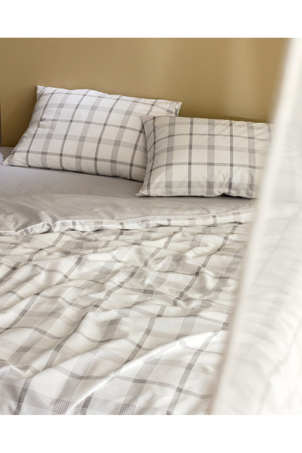 Aluin Single Ranforce 100% Cotton Plaid Duvet Cover Set