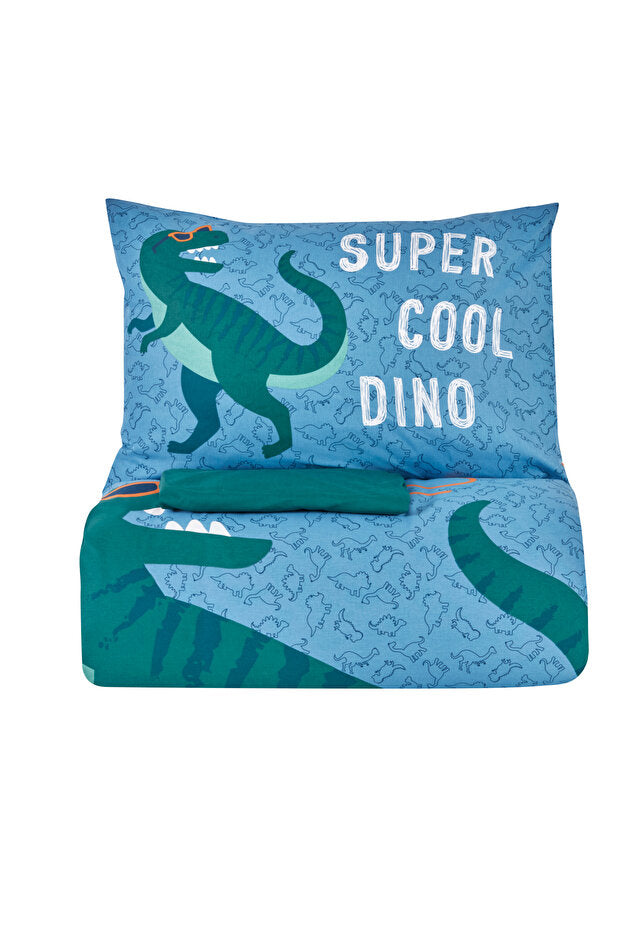 Young Cool Dino - 100% Cotton Single Duvet Cover Set