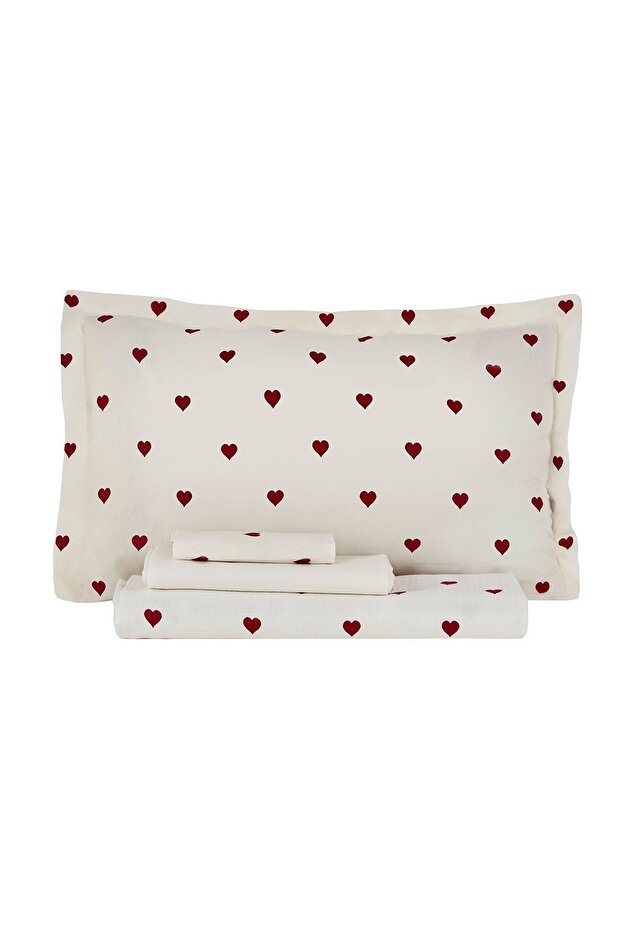 Amour 100% Cotton Double Pique Set - Red Hearts Design