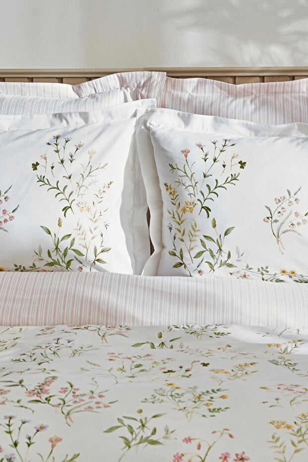 Single Floral 100% Cotton Duvet Cover Set - Green