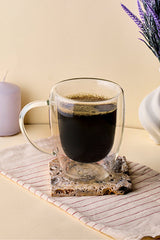 Double Wall Glass Mug - 350ml Insulated for Hot & Cold Drinks