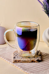 Iridescent Double-Walled Glass Mug - 350ml Capacity