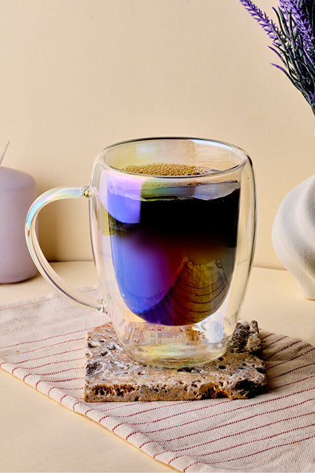 Iridescent Double-Walled Glass Mug - 350ml Capacity