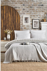 Lavin Grey Double Bed Quilt - 200x230cm 100% Cotton