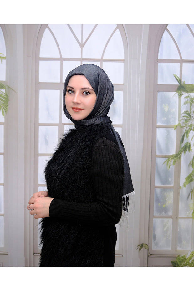 Silky Polyester Shawl - Smoke Grey