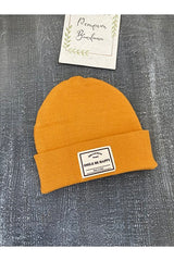 'Smile Be Happy' Baby Mustard Beanie - 0-1 Age