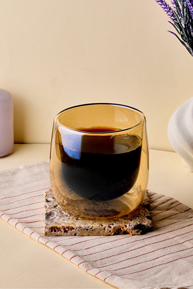 Double Walled Amber Glass - 300ml Capacity