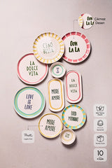 La Dolce Vita" Themed 10-Piece Ceramic Breakfast Set for 4