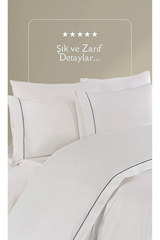 Crown Piped Double Duvet Cover Set - 4 Pieces