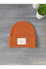 Soft Ribbed Baby Beanie with Sun Label
