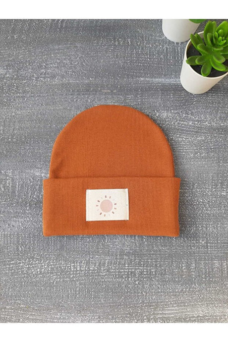 Soft Ribbed Baby Beanie with Sun Label