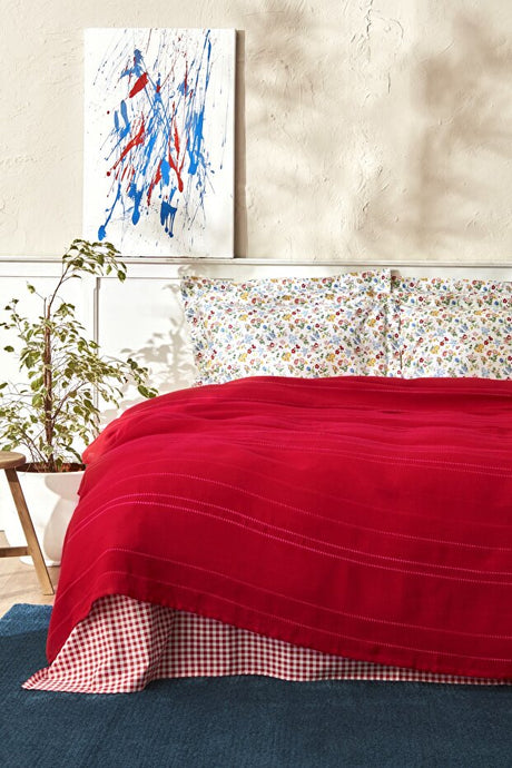 Noya 100% Cotton Single Pike Bedding Set - Red