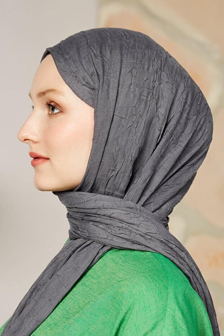 Natura Series Bamboo Dark Grey Crepe Texture Shawl