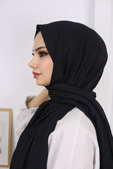 Women's Black Bamboo Crinkle Shawl