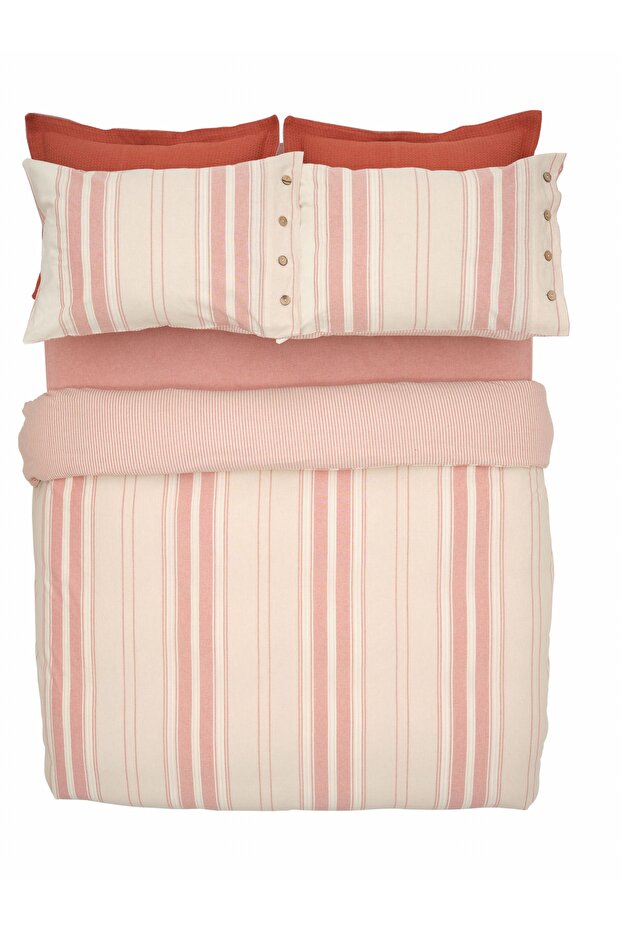 Palma Double Duvet Cover Set - Terracotta Striped