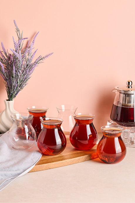 Modern Turkish Tea Glasses - 6-Piece Set, 200ml