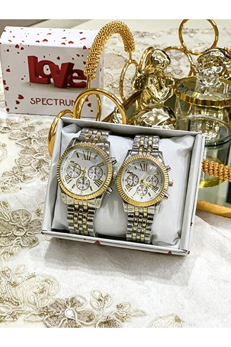 Elegant Two-Tone Couple Watches - Perfect Valentine's Day Gift Set