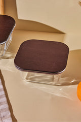 Square Glass Storage Container with Wooden Lid - 320ml