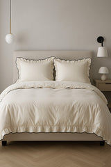 Double Size 100% Cotton Ruffled Duvet Cover Set - 3 Piece