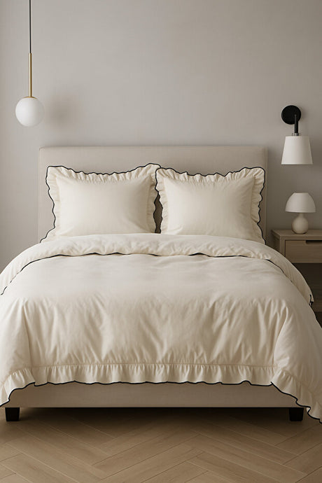 Double Size 100% Cotton Ruffled Duvet Cover Set - 3 Piece