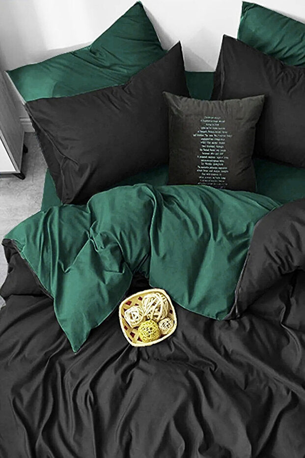 Double Size Military-Black Duvet Cover Set with Fitted Sheet
