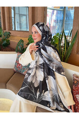 Patterned Cotton Soft Shawl - Black & White