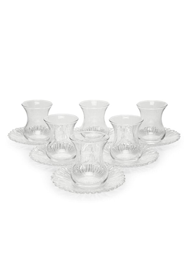 Pasabahce Aurora Premium Turkish Tea Glassware Set - 12-Piece