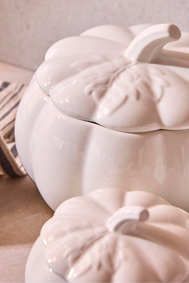 Pumpkin Porcelain Decorative Storage Jars - 3-Piece Multi-Purpose Set