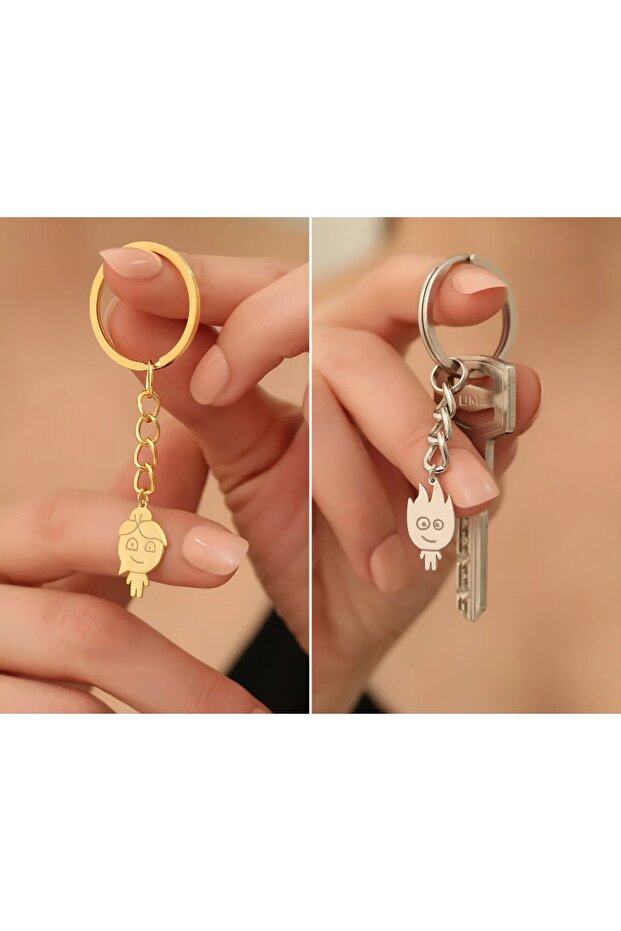 Fire and Water Character Keychains - 2 Piece Couple Set