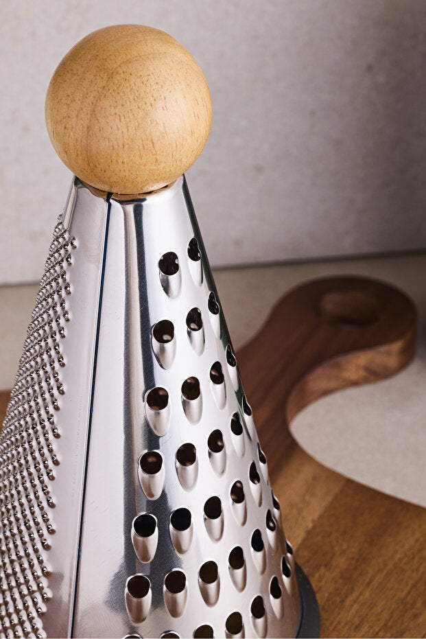 20 cm Conical Multi-functional Kitchen Grater with Bamboo Handle