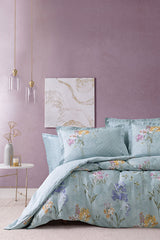 Alyssa Double Size 100% Cotton Floral Duvet Cover Set - Mint