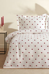 Amour 100% Cotton Double Pique Set - Red Hearts Design