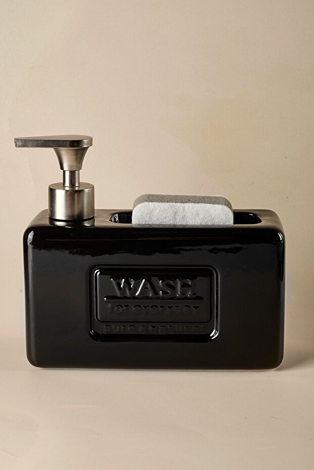 Modern Porcelain Liquid Soap Dispenser with Sponge Holder - 750ml