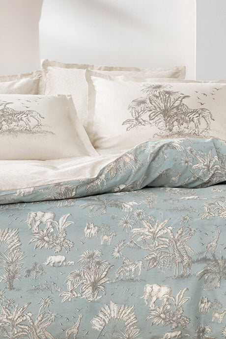 Aster Double Size Ranforce Duvet Cover Set - Sage Safari Print