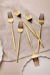 Premium Gold Stainless Steel Dinner Fork Set - 6 Pieces for Dining