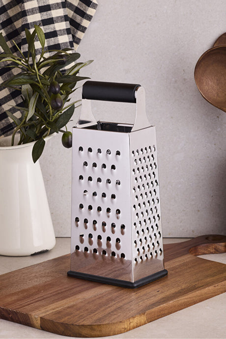 23cm 4-Sided Box Grater with Ergonomic Silicone Handle
