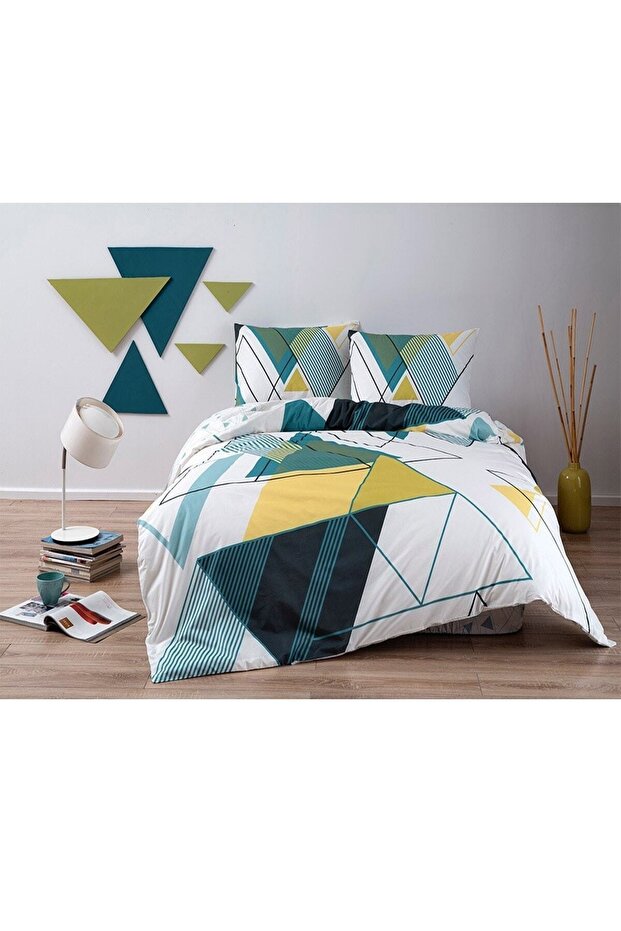 Capel Petrol Single Duvet Cover Set - Geometric Design