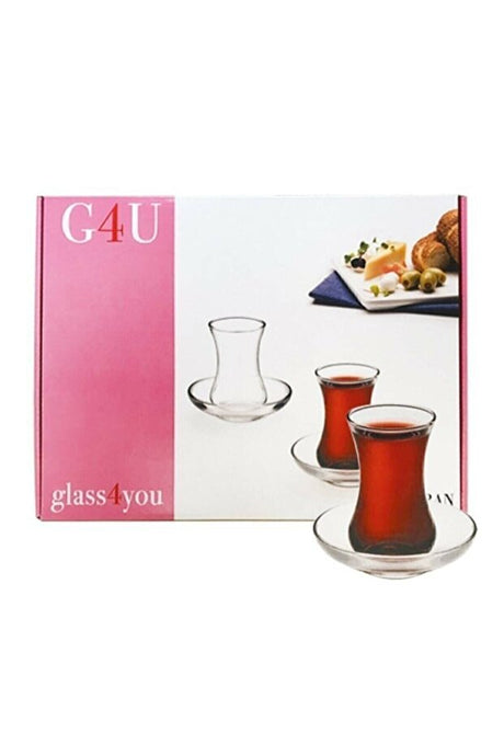 Pasabahce Glass4you Professional Turkish Tea Glass & Saucer Set - 12 Piece