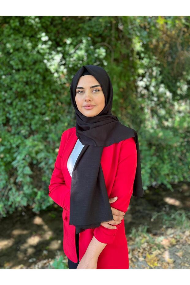 Women's Black Plain Cotton Shawl