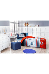 Deep Blue Single 100% Cotton Nautical Duvet Cover Set