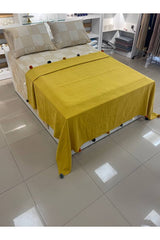 Double Size Pom-pom Cotton Pique Set - Mustard Yellow