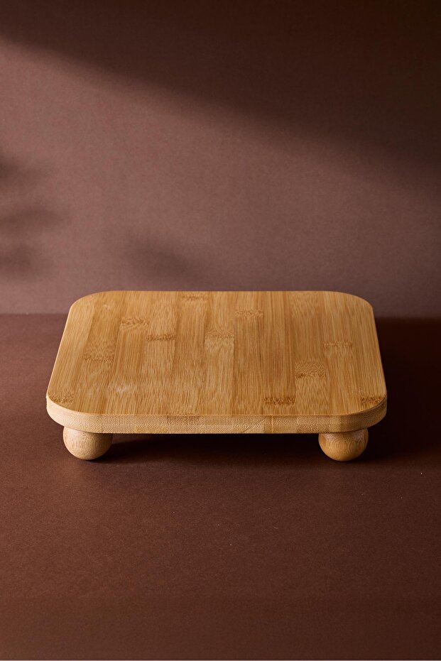24 cm Bamboo Square Serving Stand with Feet - Multi-Purpose
