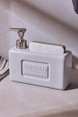 750ml Porcelain Kitchen Liquid Soap Dispenser with Sponge Holder