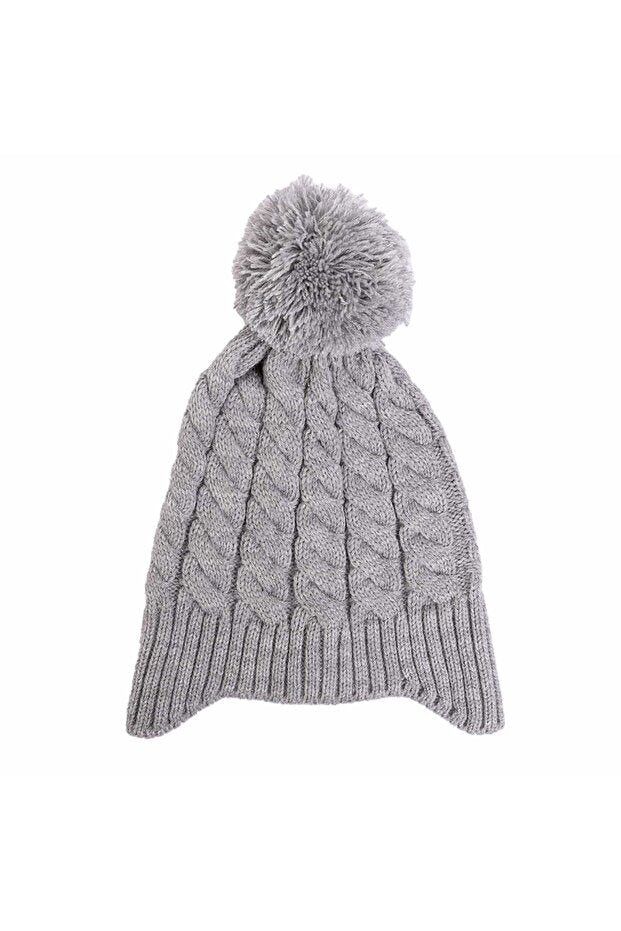HelloBaby Unisex Pom-Pom Mütze mit Ohrenklappen - Weiches Acrylstrick