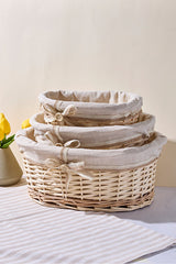 Wicker Storage Baskets with Fabric Liner - Set of 3