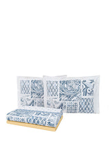 Merida Double 100% Cotton Pique Bedding Set - Blue