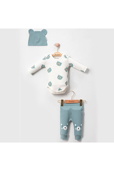 Newborn Bear Print 3-Piece Hospital Exit Set - Organic Cotton