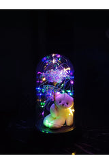 Enchanted LED Galaxy Rose & Teddy Bear Glass Dome Gift