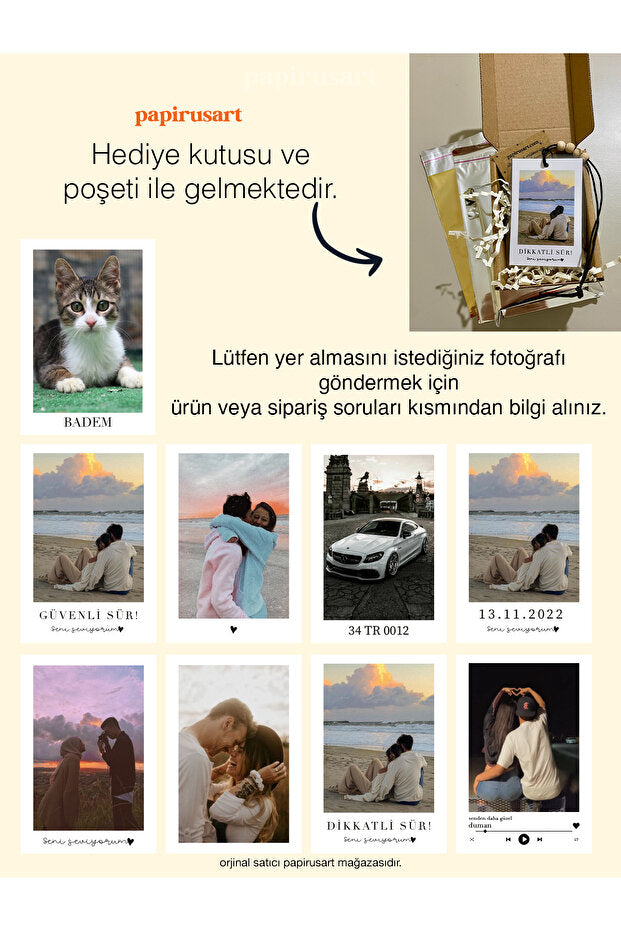 Personalized Photo Car Ornament - 'Drive Carefully' Message